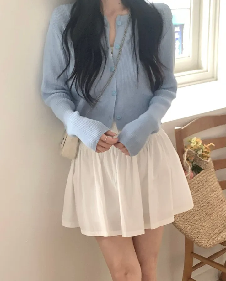 레이 여름 린넨 골지 크롭 라운드 긴팔 가디건 (9color) [ 봄 여름 살안타템 데일리룩 기본 베이직 ] 상세 이미지 23