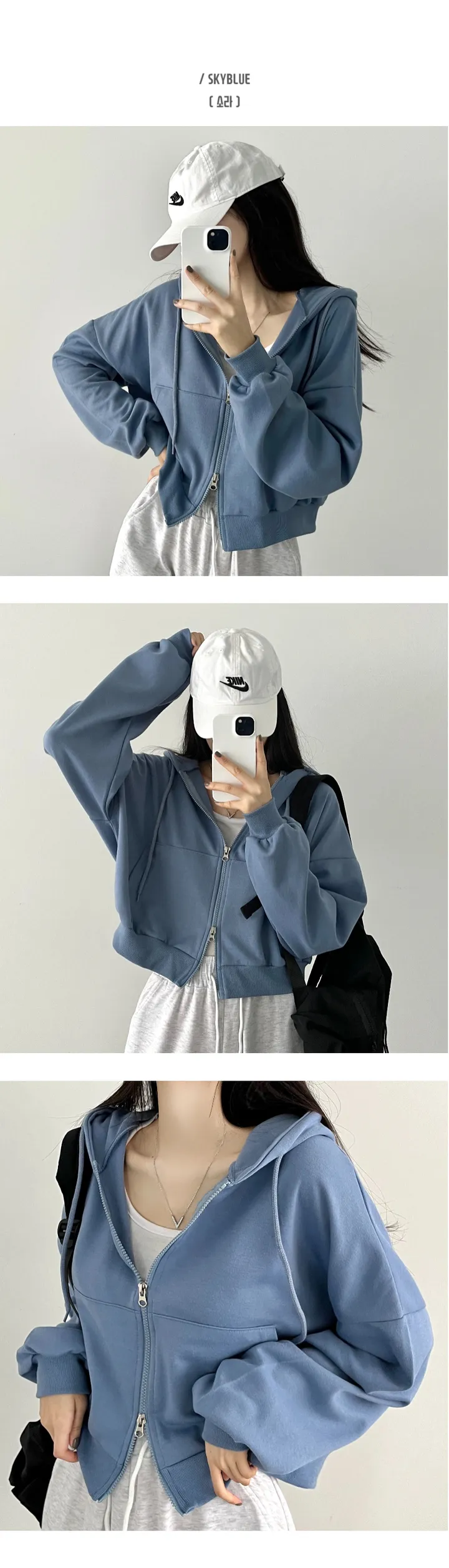 기모추가!🧡[단독9컬러/MD픽] 투웨이 세미크롭 후드집업 왕모자 루즈핏 상세 이미지 17