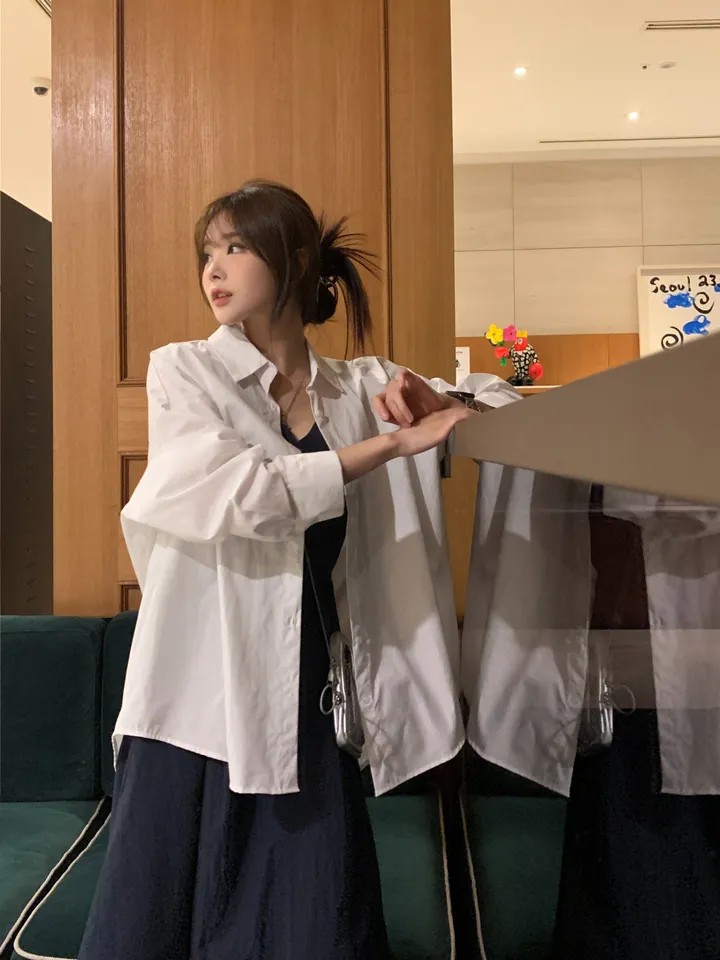 [4천장판매][MADE/핏보장인생셔츠] 에디 프렌치 코튼 오버핏 셔츠 남방 남녀공용 보이핏 레이어드 봄옷 봄신상 봄코디 봄상의 봄셔츠- 7color (KD1457,KD1910) 상세 이미지 17