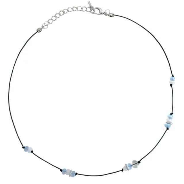 Blue point flat glass necklace 블루 포인트 납작 글라스 목걸이 상세 이미지 2