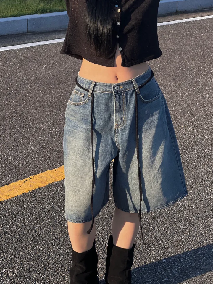당일발송🔥핏보장 - 빈티지 캐주얼 데님 5부바지 - 버뮤다팬츠 상세 이미지 6