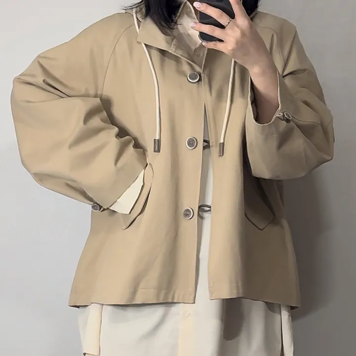 [🤍당일출고🤍/아방핏제대로2color/고퀄리티] 프리미엄 하프 후드 트렌치 야상 코트 자켓 상세 이미지 9