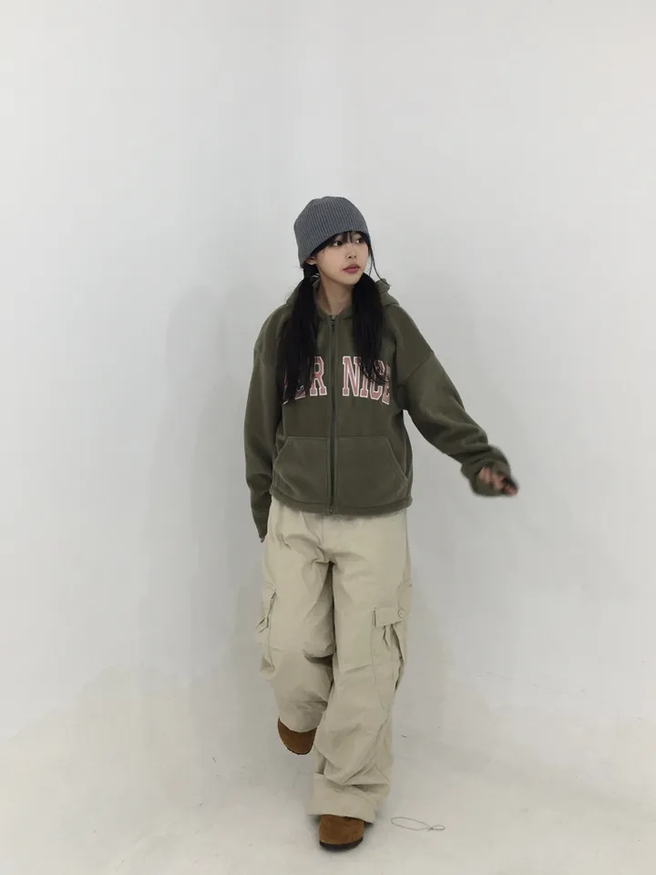 자수 후리스 후드집업 상세 이미지 12