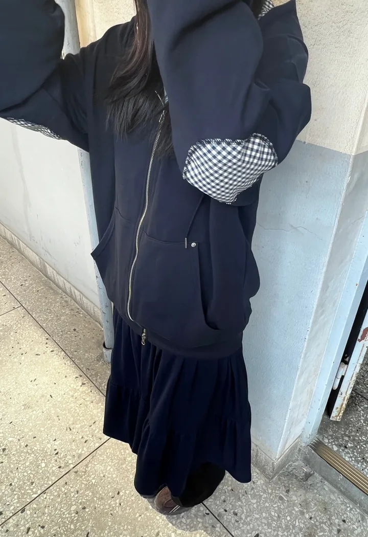 [귀여움🌀/고퀄] 체크 패치 후드집업 2 color 상세 이미지 5