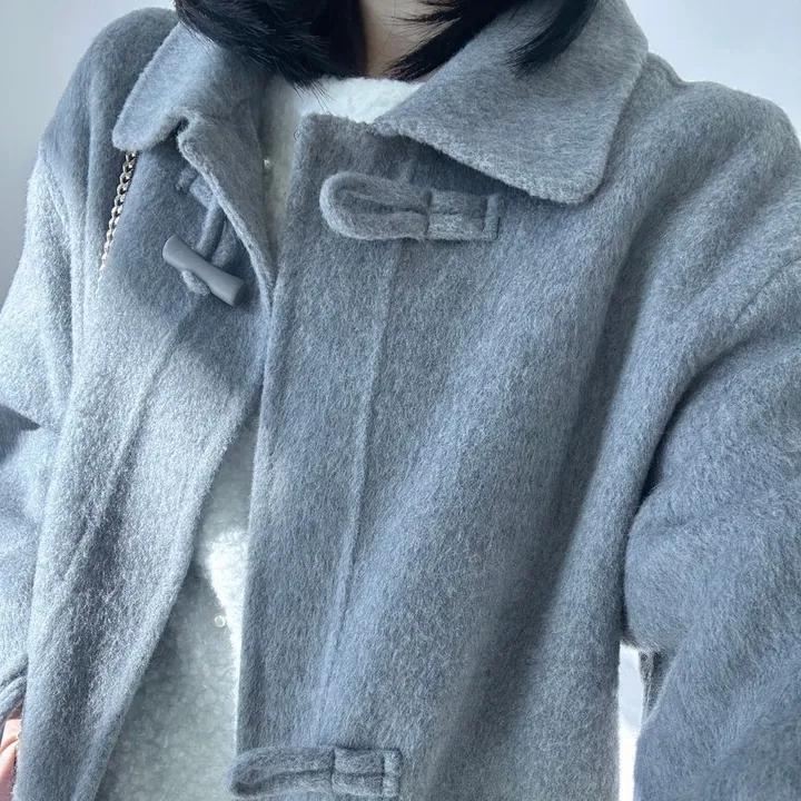 [알파카10/울90] 핸드메이드 울 알파카 떡볶이 카라 롱코트 겨울 아우터 키작녀 코트 상세 이미지 7