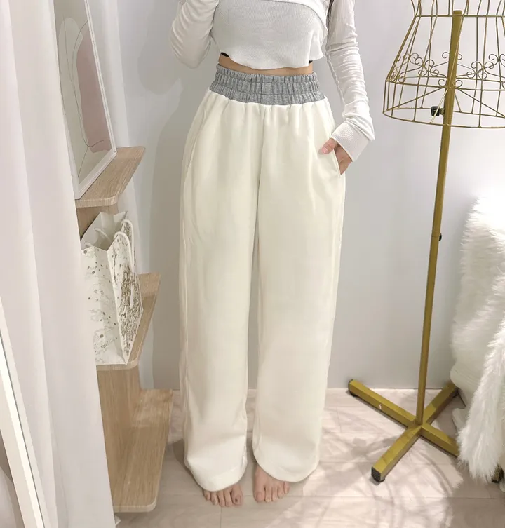 *2way [주머니배색 포인트!] 패트 배색 밴딩 힙 와이드 롱 트레이닝팬츠 롱팬츠 - 4color 상세 이미지 20