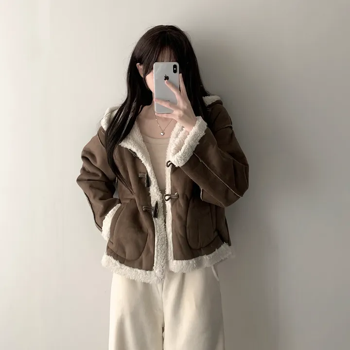 [귀여운핏/양털안감🌡️] 로아 떡볶이 토글 퍼 후드 무스탕 코트 자켓 상세 이미지 10