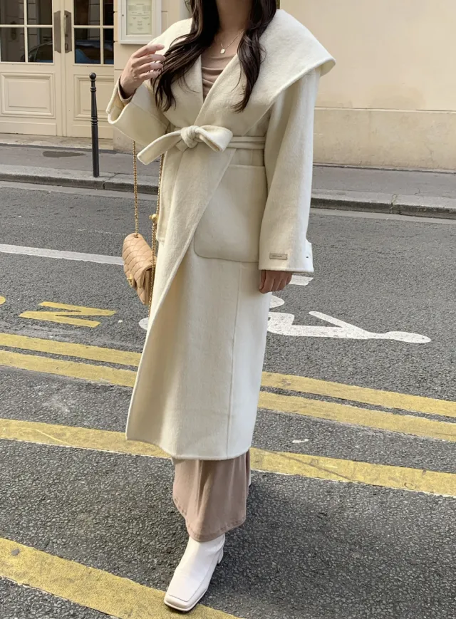 [handmade][wool90%]로에 숄카라 후드 핸드메이드 롱코트 4color 상세 이미지 10