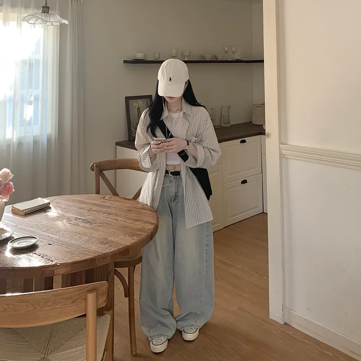 [여리여리~한여름까지✨] 린넨 오버핏 스트라이프 힙덮는 긴팔셔츠 레이어드 남방 꾸안꾸 캠퍼스룩 빅사이즈 상세 이미지 17