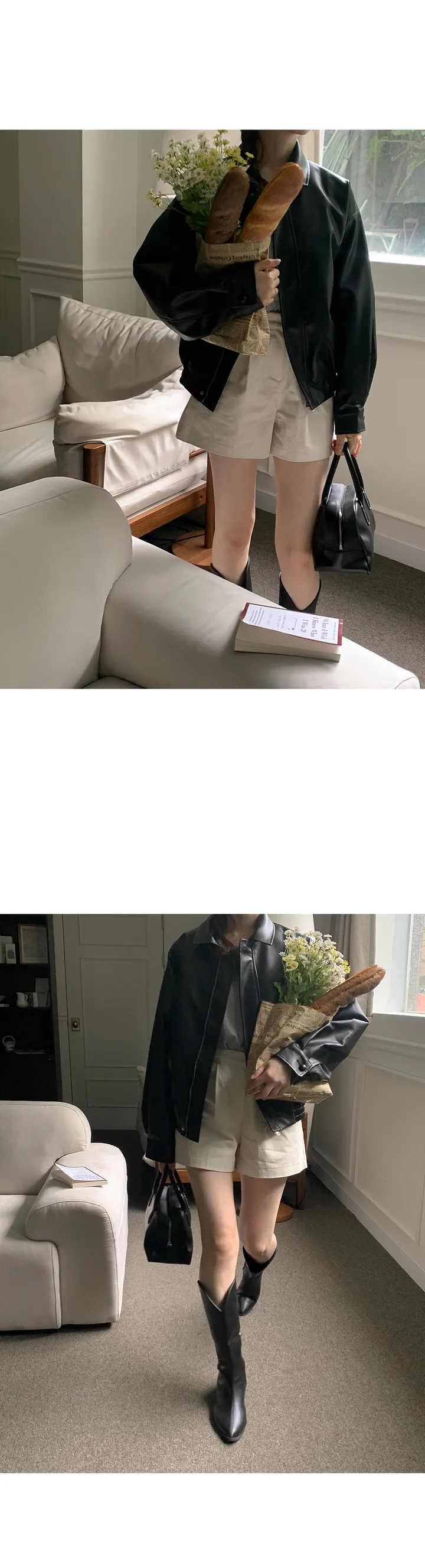 라이니 R 오버사이즈 블루종 레더 자켓 가죽 점퍼 - 2color 상세 이미지 17