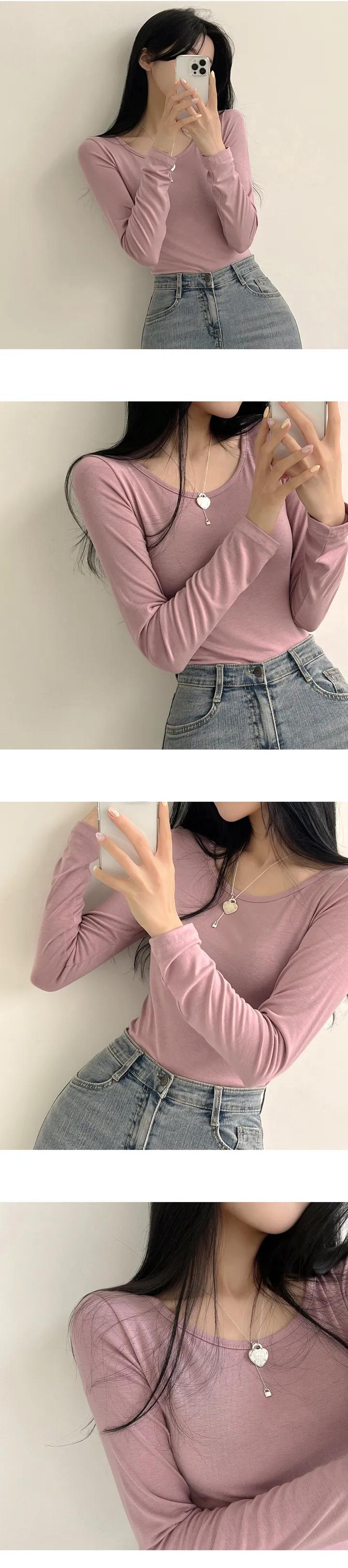 [필수템/기본티종결!] 색감맛집, 데일리 유넥 무지 긴팔티셔츠 (9color) 상세 이미지 6