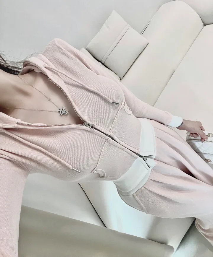 [허얇골넓핏] 허리소멸 배색 트레이닝 투피스 세트 (3color) 상세 이미지 2