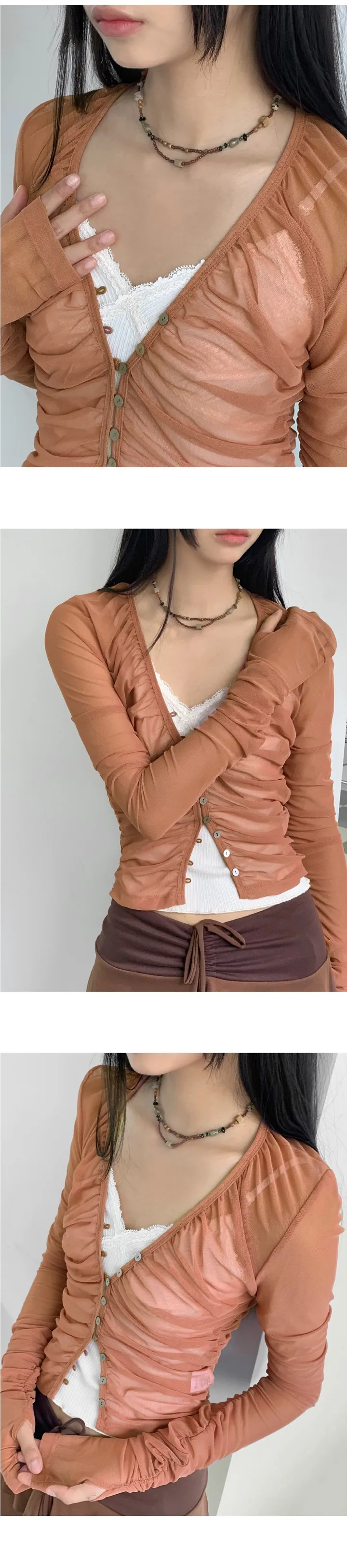 스칼 빈티지 레이어드 비즈 원석 목걸이 상세 이미지 3