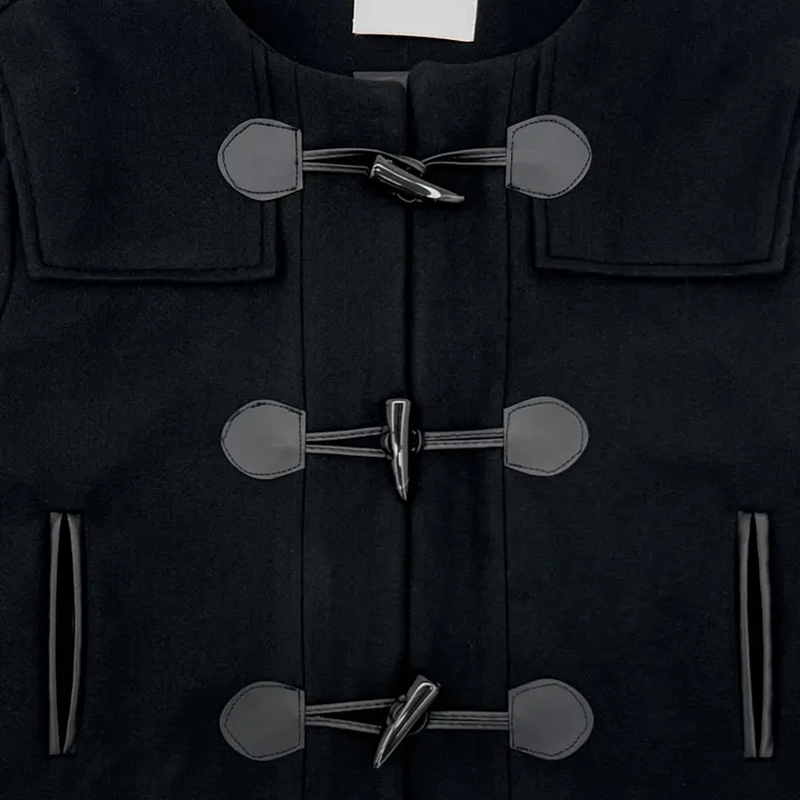 [24재입고] 윈터 더플 코트 크롭 자켓 (Black) 상세 이미지 35
