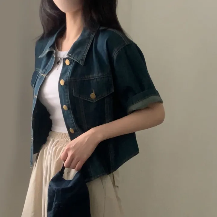[데일리/청순무드(＊’͜’ )] 봄웨더 반팔 데님 크롭 청자켓 - 3color 상세 이미지 34