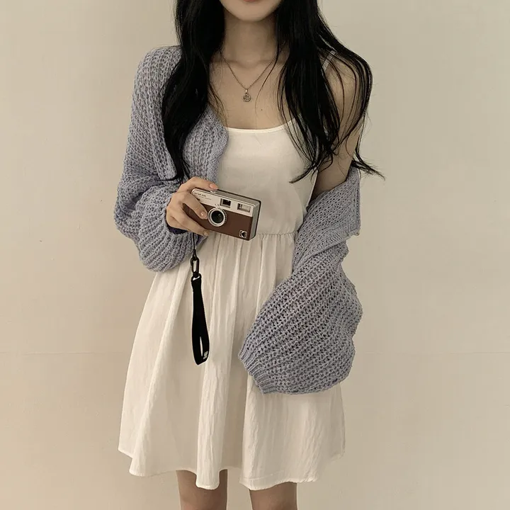 [고퀄!살탐방지] 왕박시 린넨 부클 여름니트 벌룬 크롭가디건 상세 이미지 15