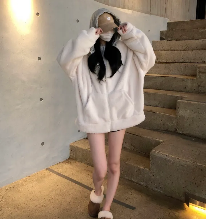 당일🚀[보온성갑/남여공용] 포근 양털 보들 플리스 투웨이 집업 곰돌이 후드 후리스 상세 이미지 27
