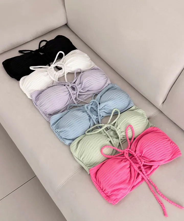 [최저가!!/핏보장/6col] 홀터넥 리본 X끈 4way 섹시 글램 스트랩 셔링 커버업 랩 스커트 치마 비키니 수영복 세트 비치웨어 휴양지룩 청순 여리 분위기 슬림핏 쓰리피스 상세 이미지 20