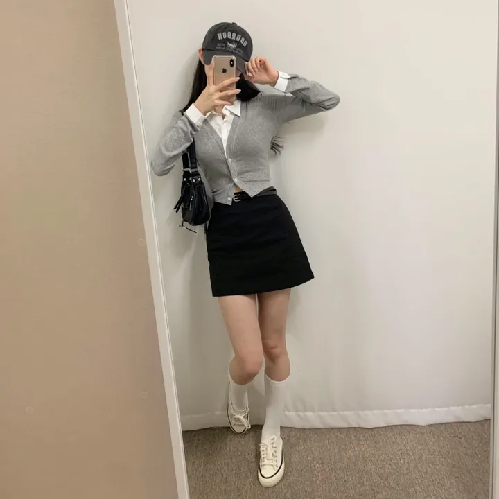 [벨트 SET] 미우 베이직 미니스커트 / 치마 속바지O 데이트룩 하객룩 나들이룩 모던 봄 스커트 미니멀 상세 이미지 15