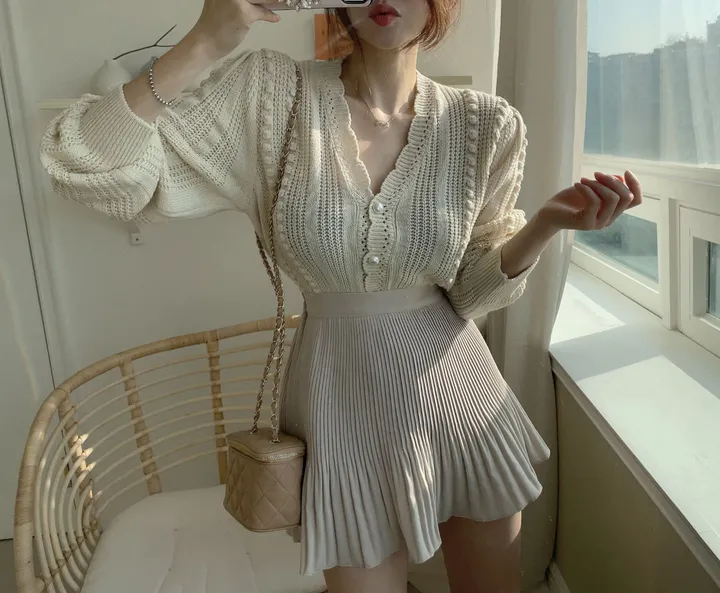 티에르 꽈배기 진주 가디건 상세 이미지 7