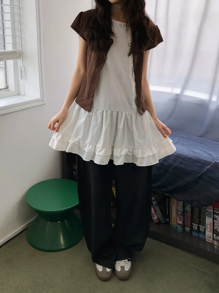 밤비 빈티지 펀칭 반팔 가디건 상세 이미지 12