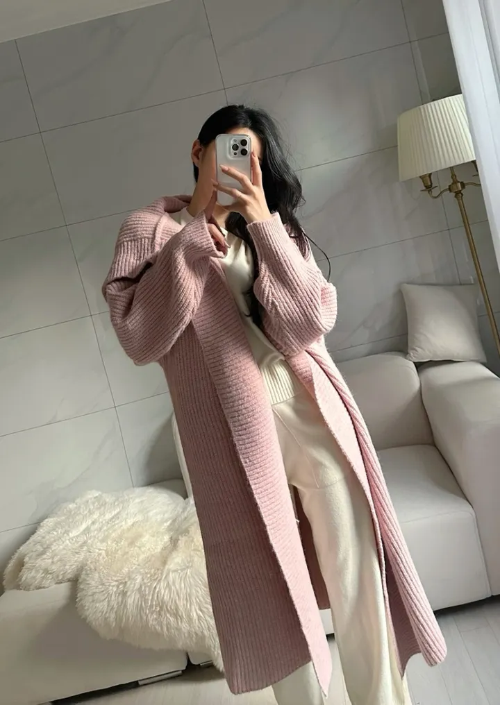 [아이당일] *도톰따숩 터틀넥 울 숄 빅카라 꽈배기 뜨개 니트 맥시롱가디건 울롱코트 울가디건(5color) 상세 이미지 30