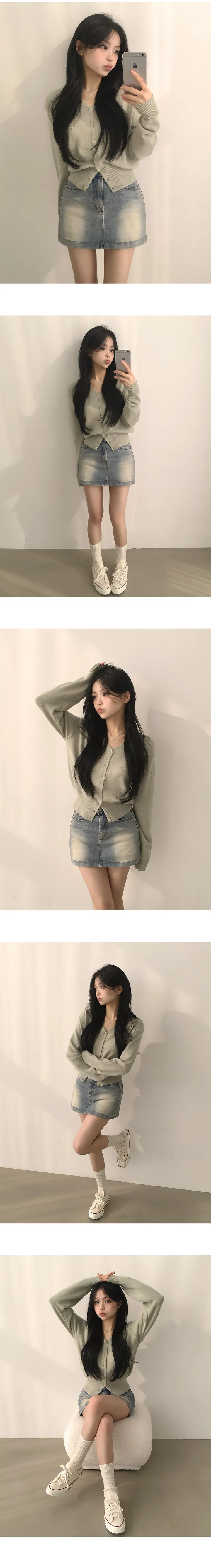 [허리잘록~/예쁨보장] 흐르는 여리핏, 소프트 브이넥 아방핏 긴팔 니트가디건 (7color) 상세 이미지 7
