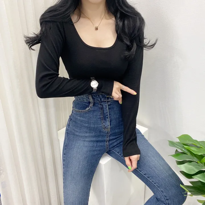 🚀당일발송🚀[묶음할인/데일리템] 봄 가을 디아 카야 둥근 스퀘어 긴팔 티셔츠 이너티 상세 이미지 32