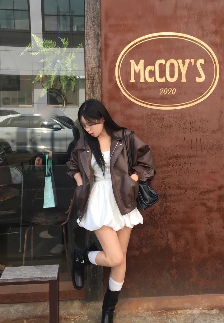 *아방졸귀핏* 오버핏 루즈핏 라이더 자켓 레더 자켓 레더 점퍼 라이더 점퍼 상세 이미지 9