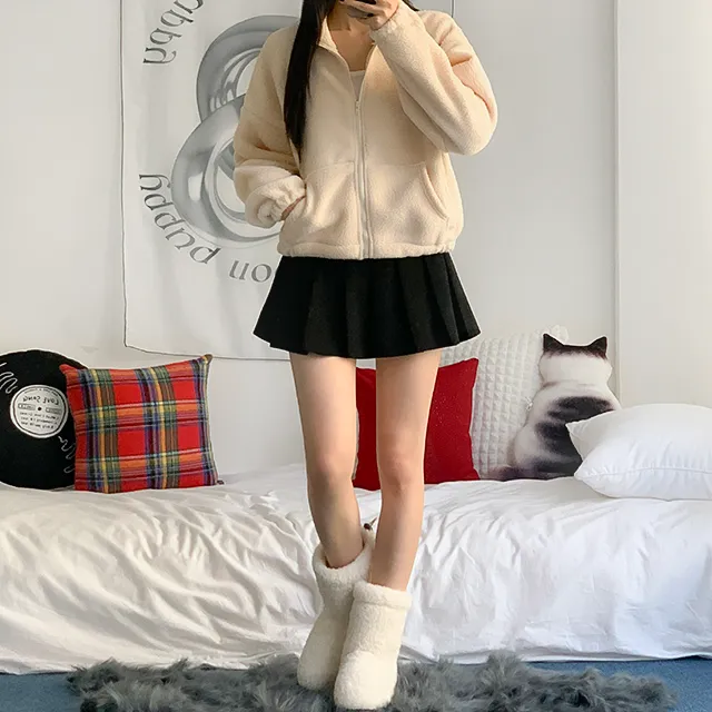 [가성비최고/3col] 앤디 루즈핏 양털 후리스 크롭 집업 / 플리스집업 / 최저가보장 / 크롭후리스 / 양털집업 / 하이넥집업 / 가격실화 / 도톰폭닥 / 뽀글이 / 방한템 상세 이미지 10