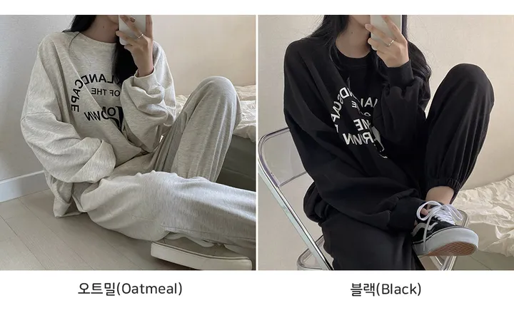 9072 [SET]오버핏 맨투맨t+트레이닝 조거팬츠(2color) 상세 이미지 2