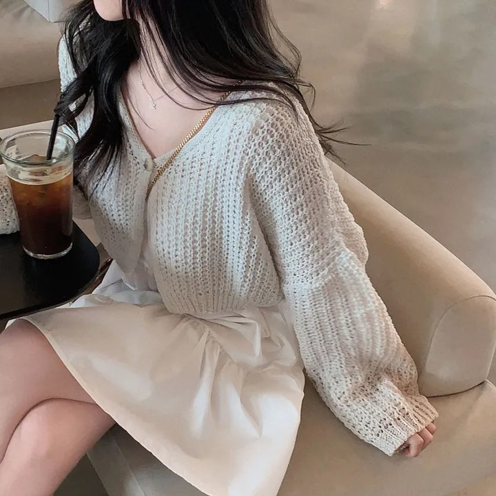 [아방🤍/new신상!]누가봐도 아방핏, 왕크롭 썸머 린넨 부클 원버튼 루즈핏 가디건 상세 이미지 8