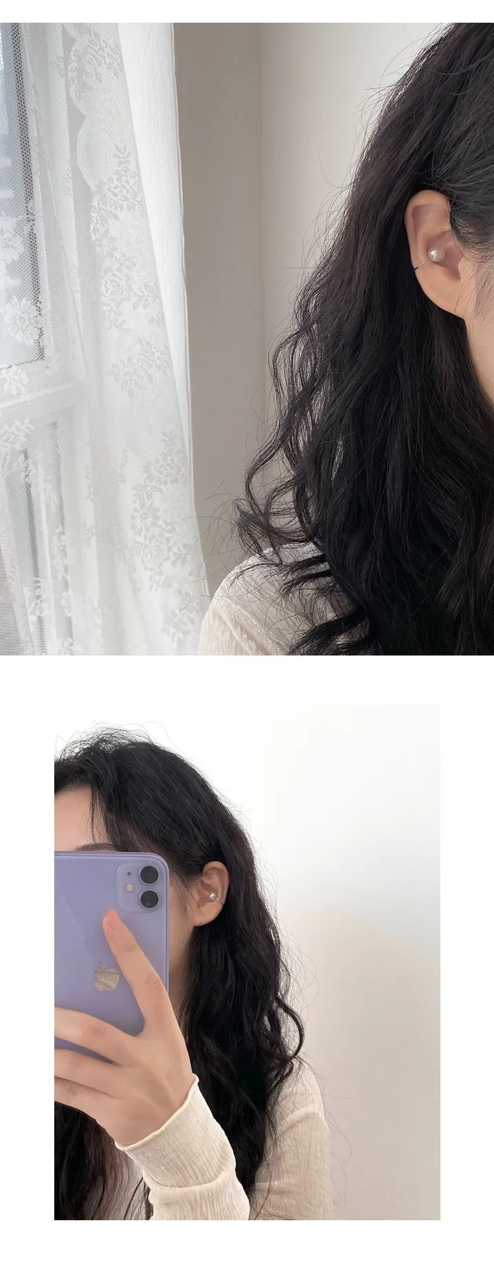 [당일발송][이어커프] two-way earcuff /투웨이 진주 심플 볼드 실버 골드 링 귀찌 이너컨츠 서브 귀걸이 상세 이미지 8