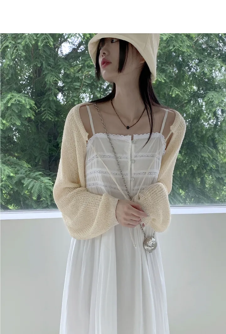 [2천장 판매/6color] 허니 기본 부클 끈 리본 크롭 볼레로 가디건 상세 이미지 2
