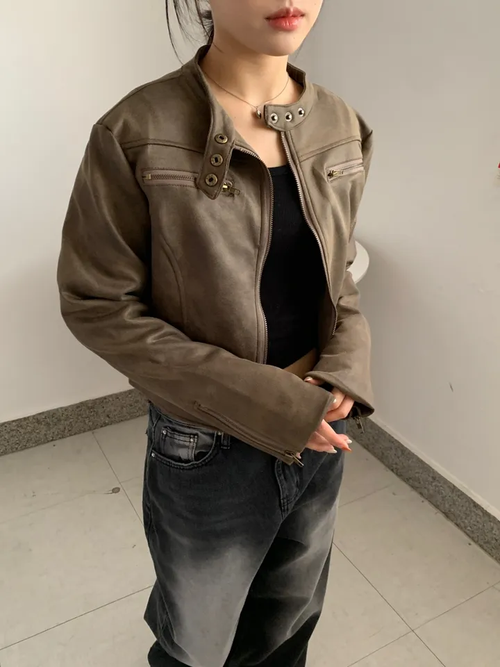 [빈티지힙🧸] 노카라 라이더 레더 가죽 자켓 상세 이미지 6