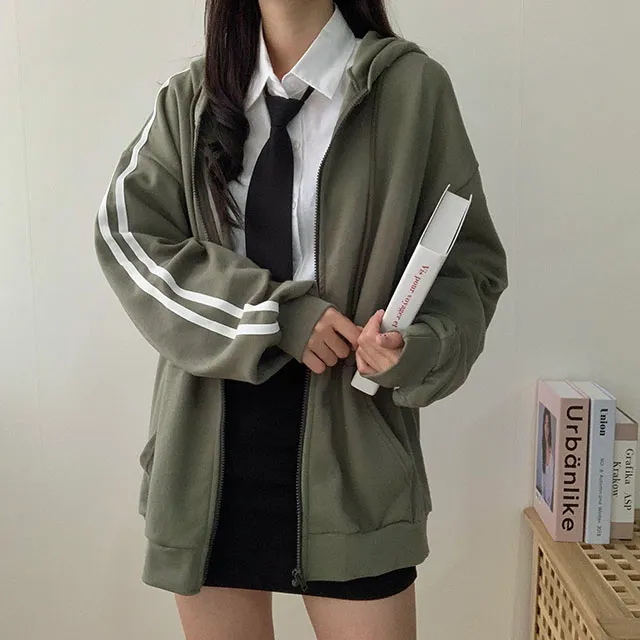 (◞˃ᆺ˂)◞💖[박시핏!/5컬러] 꾸안꾸강추 핏 예쁜 오버핏 심플 베이직 라인 두줄 포인트 기본 후드집업 상세 이미지 20