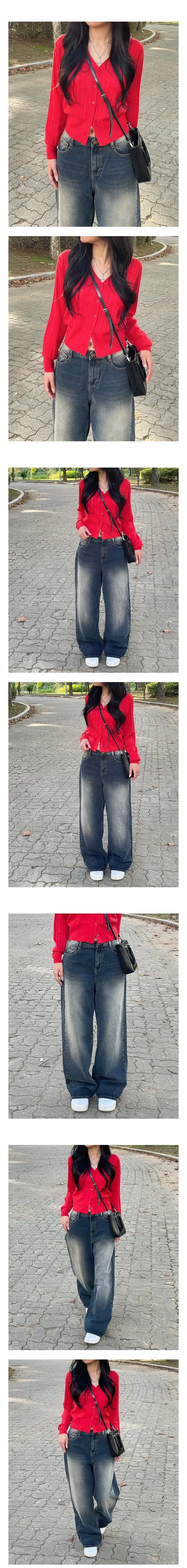 리제 심플 꽈배기 브이넥 니트 가디건 상세 이미지 5
