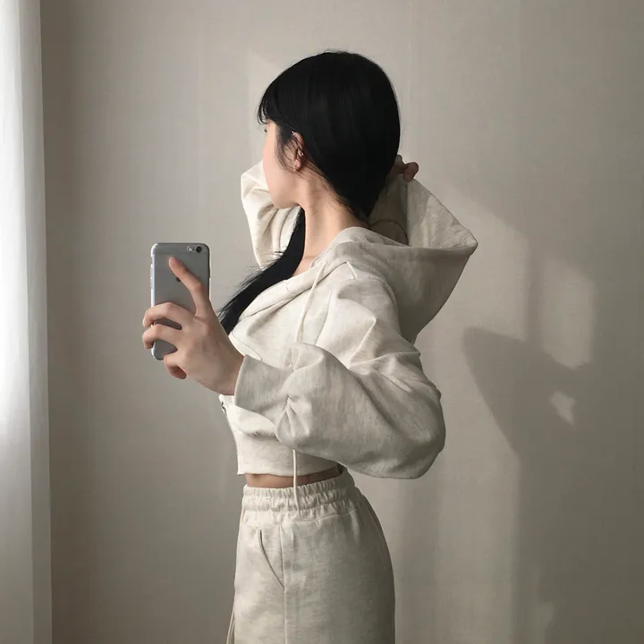 만족도100% 휘뚤마뚤 무지 투웨이 크롭후드집업 4color 상세 이미지 38