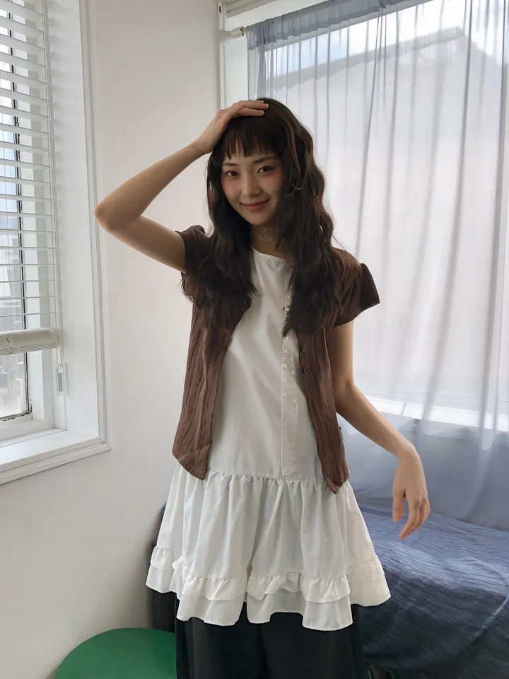 밤비 빈티지 펀칭 반팔 가디건 상세 이미지 14