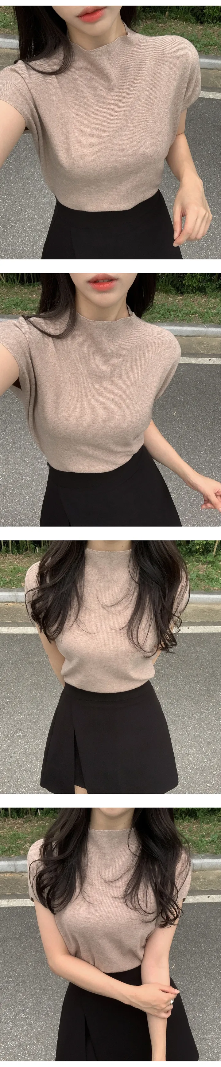 [1+1할인]제인 시보리 반목 폴라 반팔 캡소매 니트 (5color) 상세 이미지 5