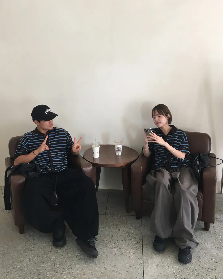 [온트추천] (UNISEX) 모리 스트라이프 카라 반팔 가디건 상세 이미지 17