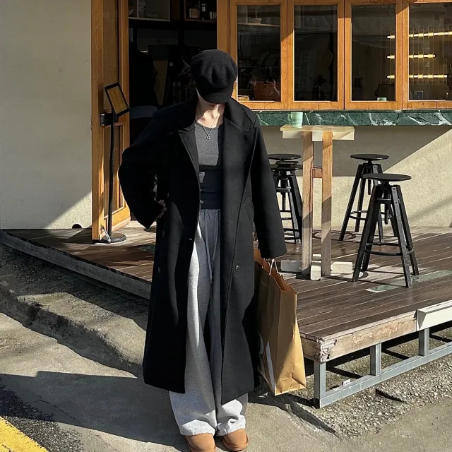 [울40%/*국내*]맥시 롱 루즈핏 기본 심플 롱코트 / #키큰녀 강추 (2color) 상세 이미지 4