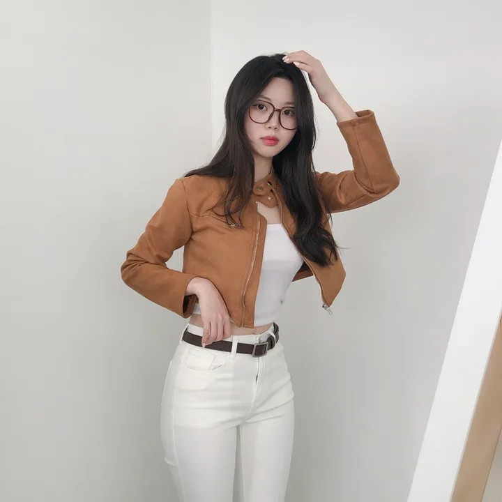 [부드러움/핏넘예] 봄자켓으로 추천! 차이나카라 크롭핏 슬림 스웨이드 자켓 상세 이미지 13