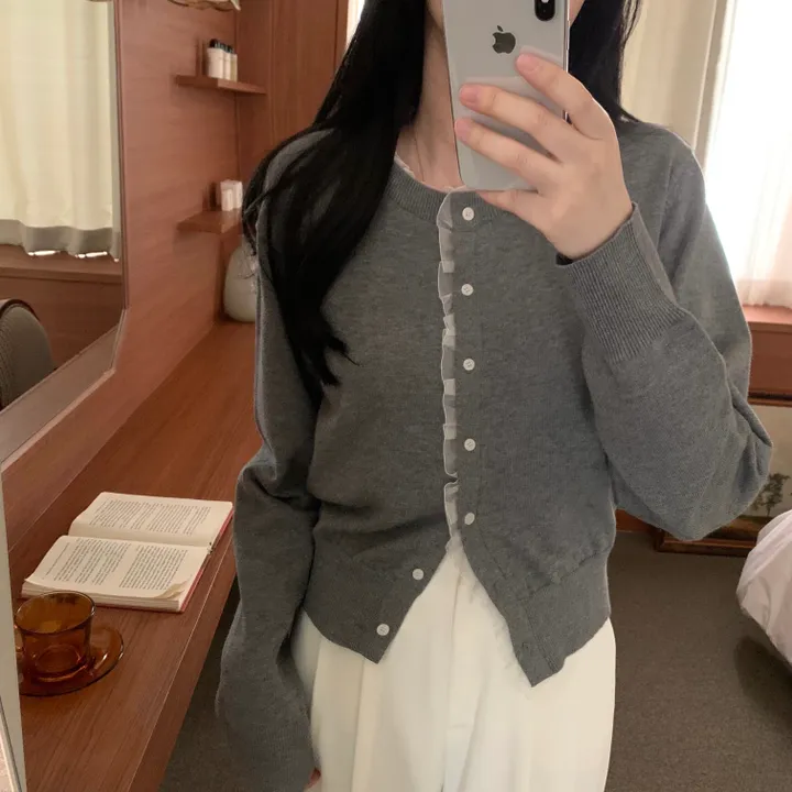 샤 셔링 프릴 레이스 가디건 상세 이미지 9