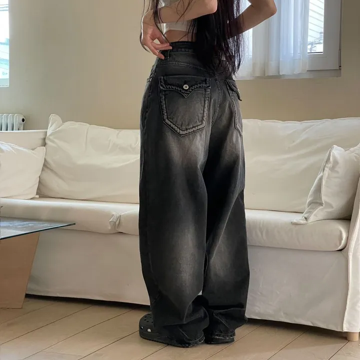 (OOTJ)린지 포켓 와이드 데미지 롱 블랙 데님 팬츠 one color/2 Size 상세 이미지 31