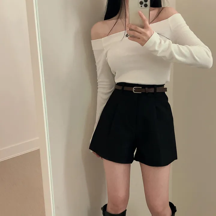 [데일리/벨트SET] 코지 원핀턱 벨트 슬랙스 숏팬츠 상세 이미지 16