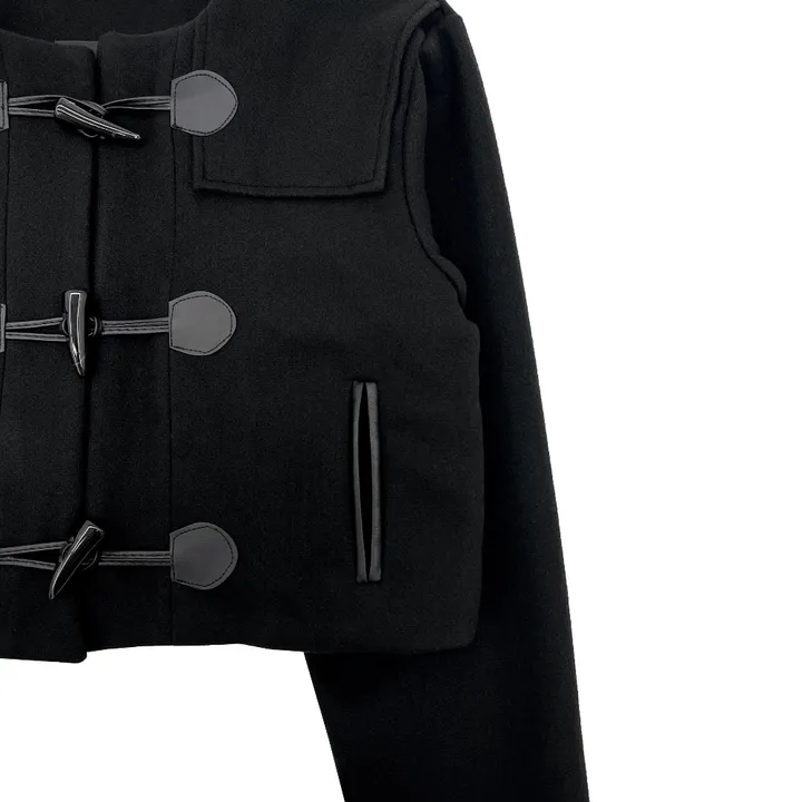 [24재입고] 윈터 더플 코트 크롭 자켓 (Black) 상세 이미지 36