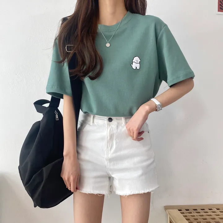 [묶음 할인/꾸안꾸] 귀여운 흰둥이 패치 반팔티 5color 상세 이미지 34