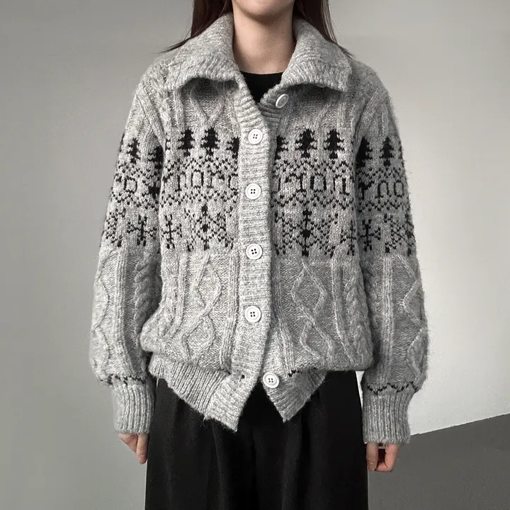 당일출고🚀[wool20%/두툼❄] 하이넥 스노우 패턴 노르딕 루즈핏 가디건 3color 상세 이미지 40