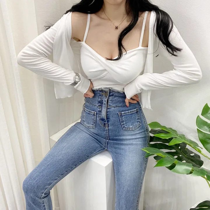 🚀당일발송🚀[몸매보정/글램룩] 봄 여름 가을 알프 숏 꽈베기 나시 가디건 세트 상세 이미지 13